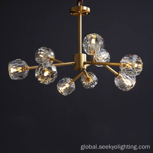 Luxury Chandelier Luxury G9 Crystal Glass Brass Gold Ceiling Chandelier Manufactory